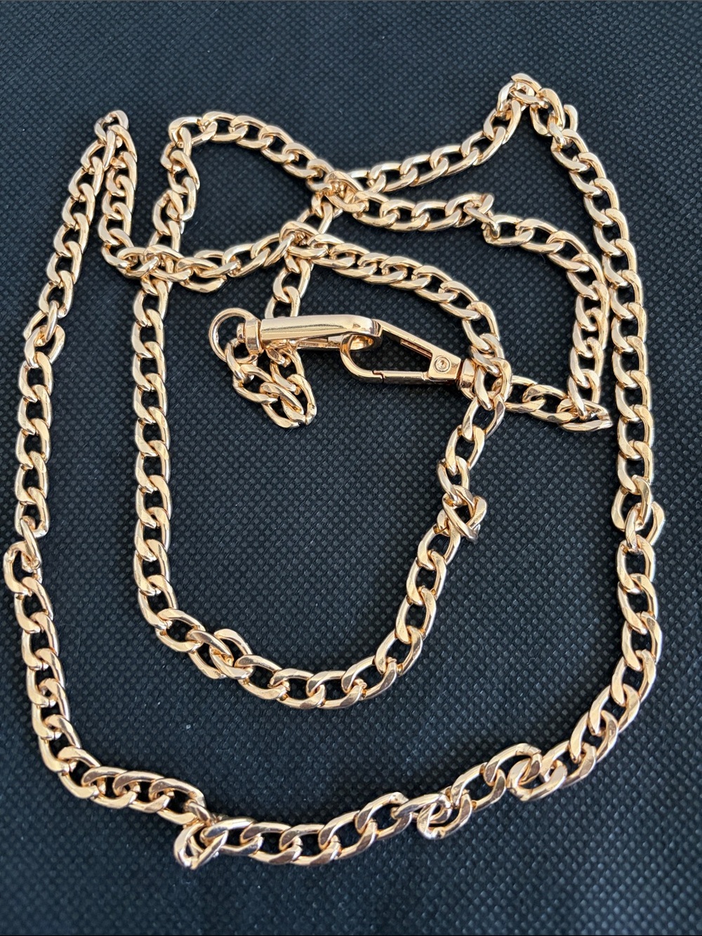 Polished Gold-Tone Bag Chain w/Carabiner Clasp